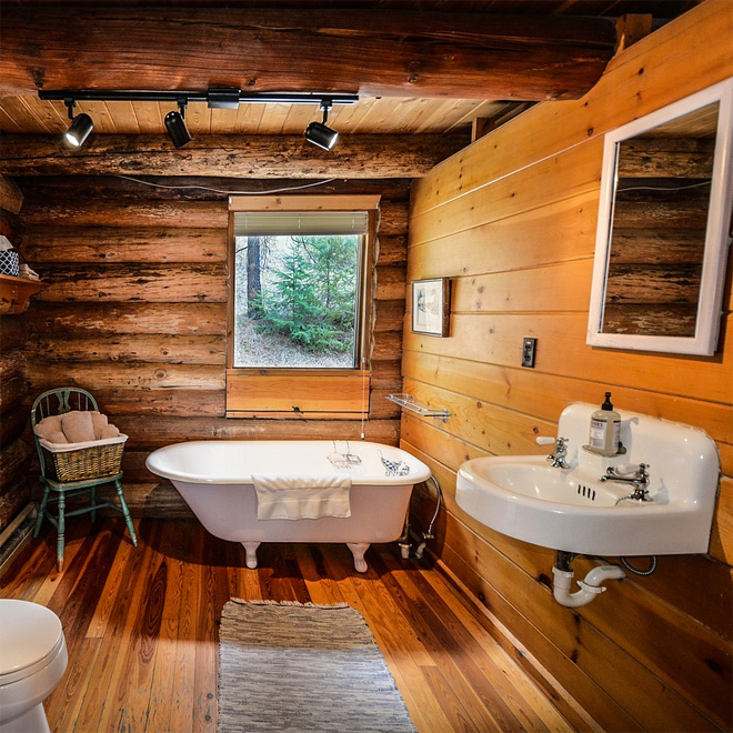 A log cabin bathroom