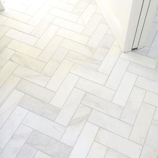 White floor tiles