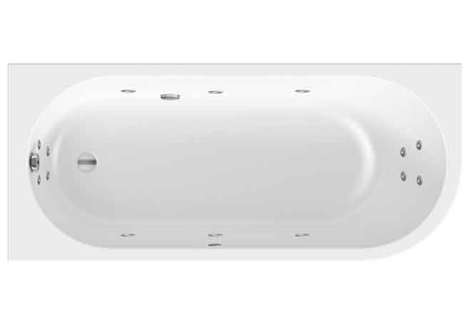 Luna J-Shaped LH, Quantum Offset Whirlpool Bath