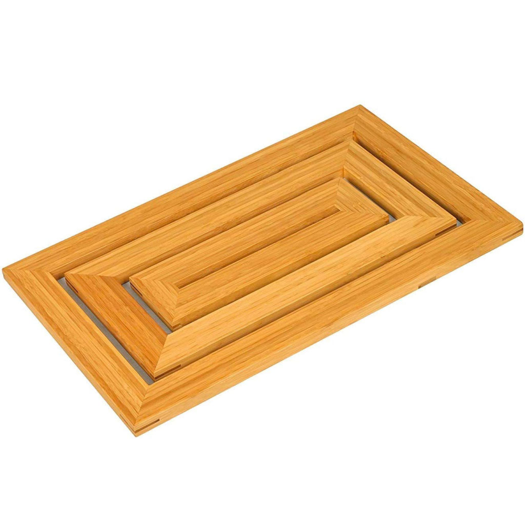 Wooden anti-slip floor mat for bathroom