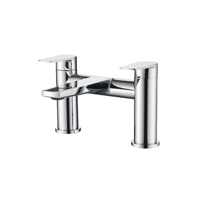 A chrome plated mixer tap with dual handles