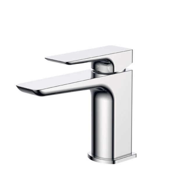 A chrome plated bathroom single lever mixer tap