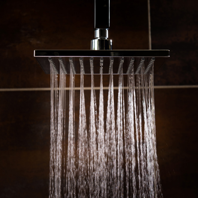 A luxury rainfall shower head